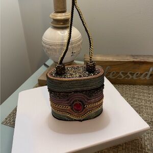 Colorful Beaded Handbag with Chain Strap